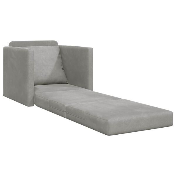 vidaXL Sofa Bed 60cm Jasnoszary Aksamit
