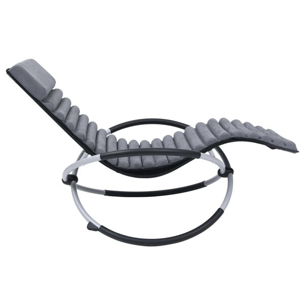 vidaXL Leżak ogrodowy z poduszką, stalowy, szary