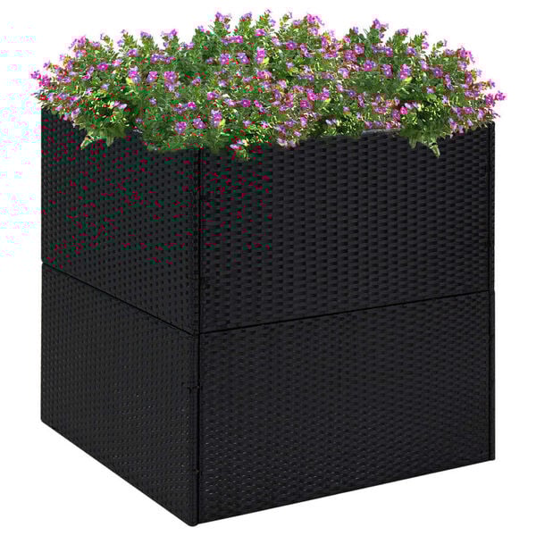 vidaXL Donica ogrodowa, czarna, 80x80x80 cm, rattan PE