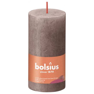 Bolsius Rustykalne świece pieńkowe Shine, 8 szt., 100x50 mm, taupe
