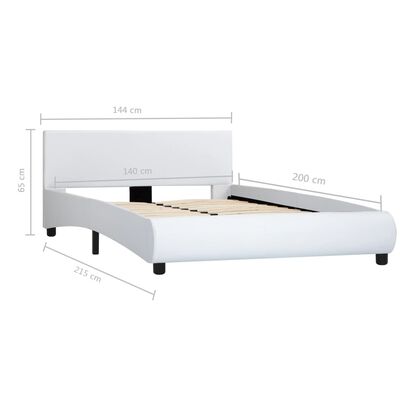 vidaXL Rama łóżka, biała, sztuczna skóra, 140 x 200 cm