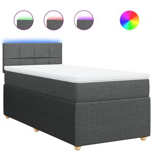 vidaXL Ł&oacute;żko kontynentalne z materacem, ciemnoszara tkanina 80x200 cm
