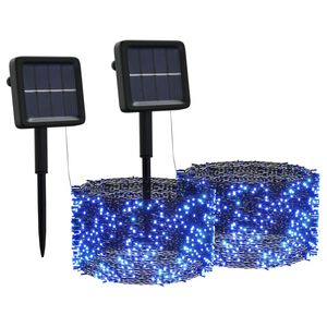 vidaXL Solarne lampki dekoracyjne, 2 szt., 2x200 LED, niebieskie
