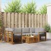 vidaXL Zestawy sof 7 pcs Naturalny i Jasny Szary Lite Drewno Akacji