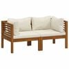 vidaXL 2-osobowa sofa ogrodowa, kremowe poduszki, drewno akacjowe