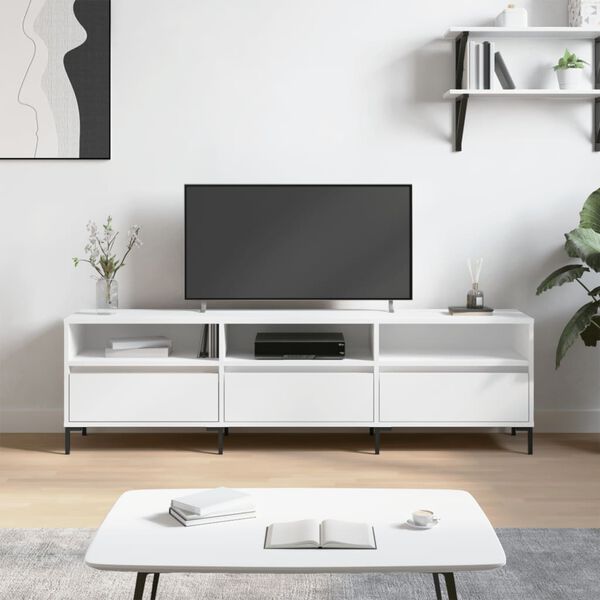 vidaXL Szafka pod TV, biała, 150x30x44,5 cm, materiał drewnopochodny