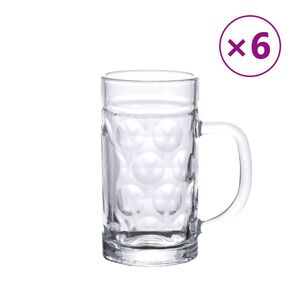 vidaXL Kufle do piwa ze szklanym uchwytem, 6 szt., 500 ml
