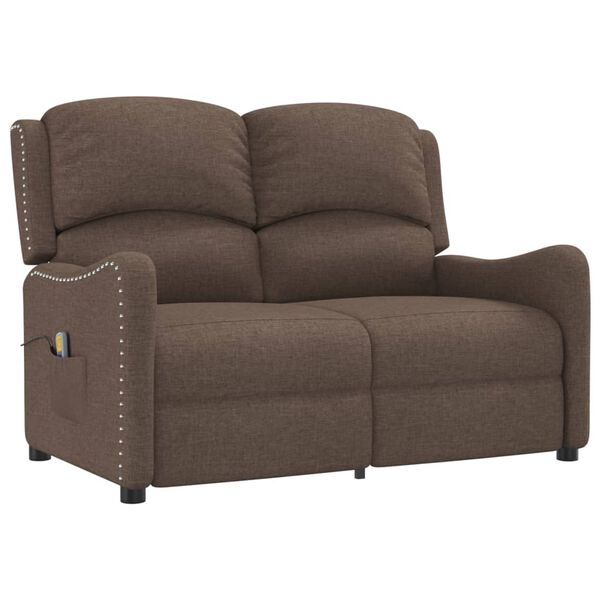 vidaXL Rozkładany fotel masujący, 2-os., kolor taupe, obity tkaniną