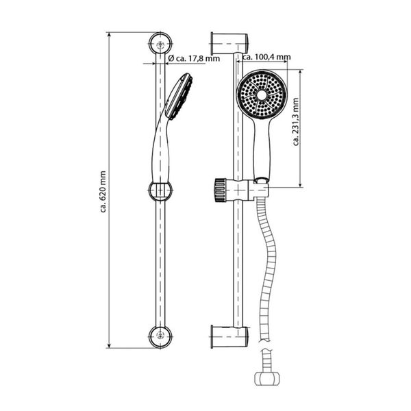 SCH&Uuml;TTE Zestaw z drążkiem prysznicowym RIMINI, chromowy