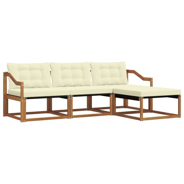 vidaXL Zestaw sof na zewnątrz z poduszką 4 pcs Naturalny i Kremowy