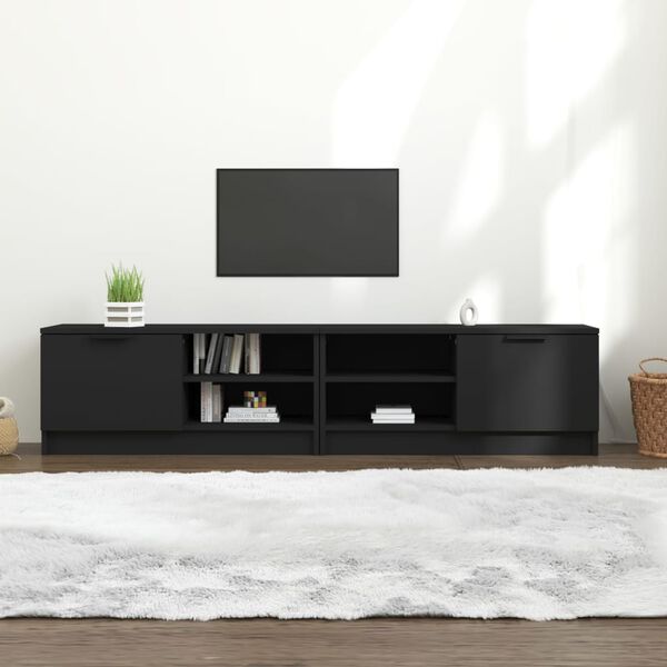 vidaXL Szafki pod TV, 2 szt., czarne, 80x35x36,5 cm