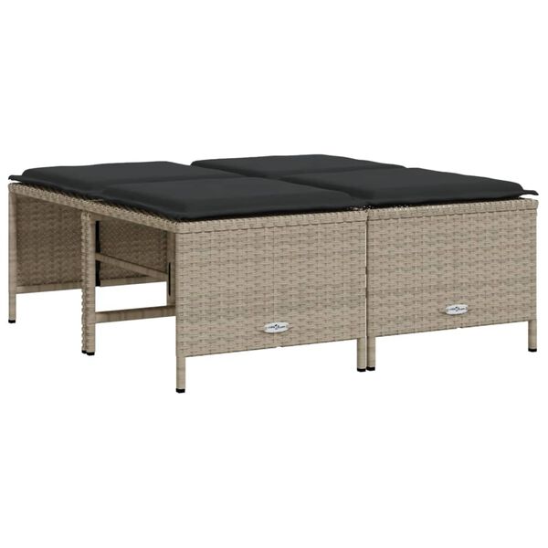 vidaXL 5-cz. zestaw mebli do ogrodu, poduszki, jasnoszary rattan PE