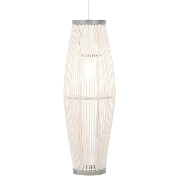 vidaXL Lampa wisząca, biała, wiklinowa, 40 W, 25x62 cm, owalna, E27