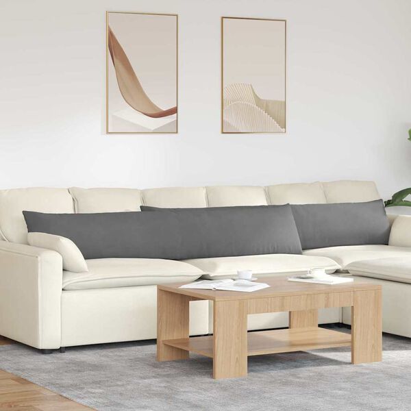 vidaXL Poduszki na sofę 2 pcs Ciemnoszary 200 x 40 cm tkanina