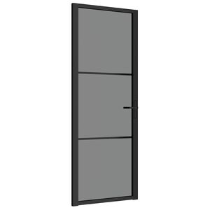 vidaXL Drzwi wewnętrzne, 76x201,5 cm, czarne, szkło ESG i aluminium