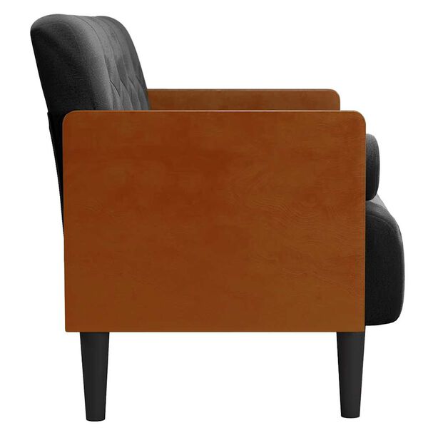 vidaXL Sofa dwuosobowa z poduszkami wałkowymi Czarna 110 cm Aksamit