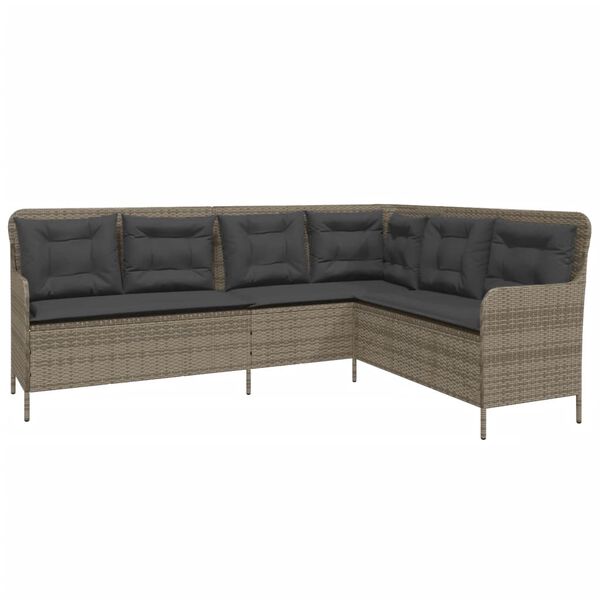 vidaXL 2-częściowa sofa ogrodowa z poduszkami, szara, polirattan