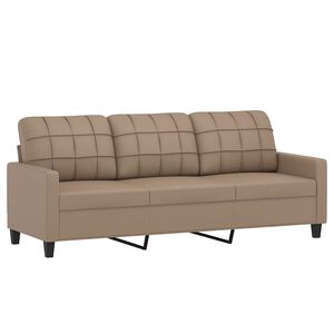 vidaXL 3-osobowa sofa, cappuccino, 180 cm, sztuczna sk&oacute;ra