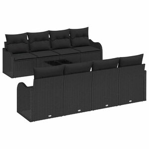 vidaXL Zestaw Sof na Ogr&oacute;d Czarny 55 x 55 x 37 cm polirattan