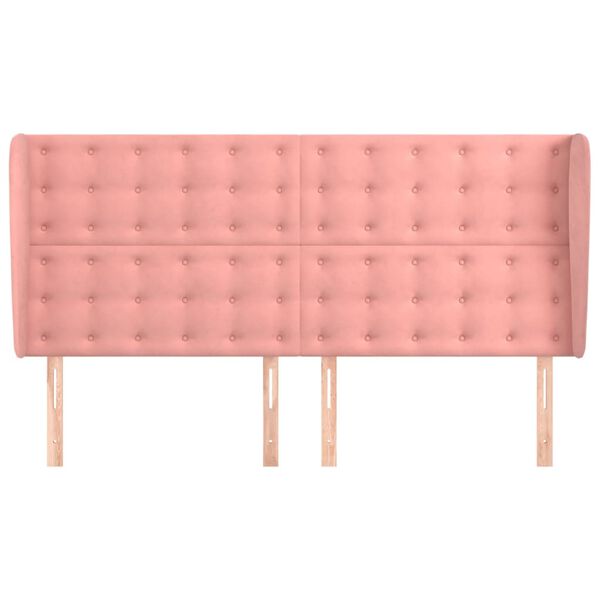 vidaXL Zagł&oacute;wek uszak, r&oacute;żowy, 163x23x118/128 cm, aksamit