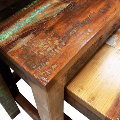 vidaXL Zestaw 3 stolików wsuwanych pod siebie, lite drewno z odzysku