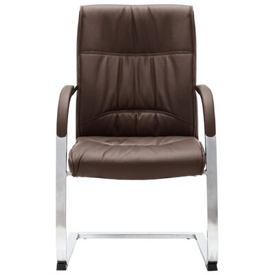 vidaXL Krzesło biurowe, wspornikowe, brązowe, sztuczna skóra