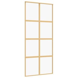 vidaXL Drzwi przesuwne, złote, 90x205 cm, przezroczyste szkło ESG