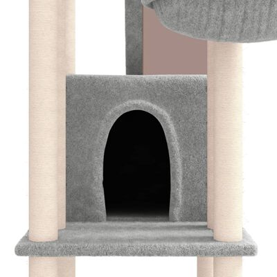 vidaXL Drapak dla kota z sizalowymi słupkami, jasnoszary, 201 cm
