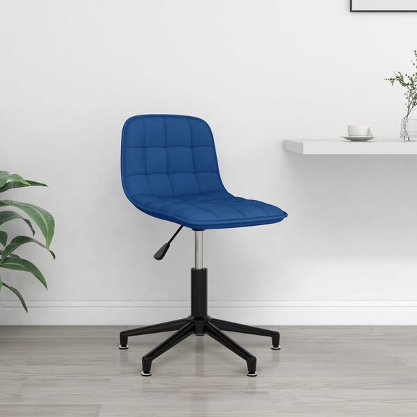 vidaXL Obrotowe krzesło stołowe, niebieskie, obite aksamitem