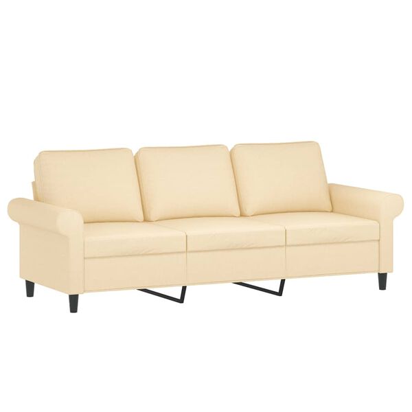 vidaXL Sofa 3-osobowa, kremowa, 180 cm, tapicerowana tkaniną
