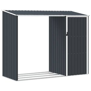 vidaXL Szopa z wiatą na drewno, antracyt, 245x98x159 cm, stal