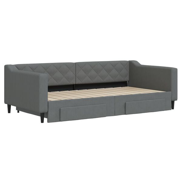 vidaXL Sofa rozsuwana z szufladami, ciemnoszara, 100x200 cm, tkanina