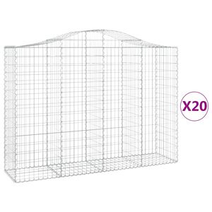 vidaXL Kosze gabionowe, 20 szt, 200x50x140/160cm, galwanizowane żelazo