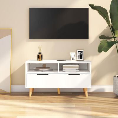 vidaXL Szafka pod TV, biała, 90x40x48,5 cm, materiał drewnopochodny