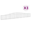 vidaXL Kosze gabionowe, 3 szt, 400x30x40/60 cm, galwanizowane żelazo