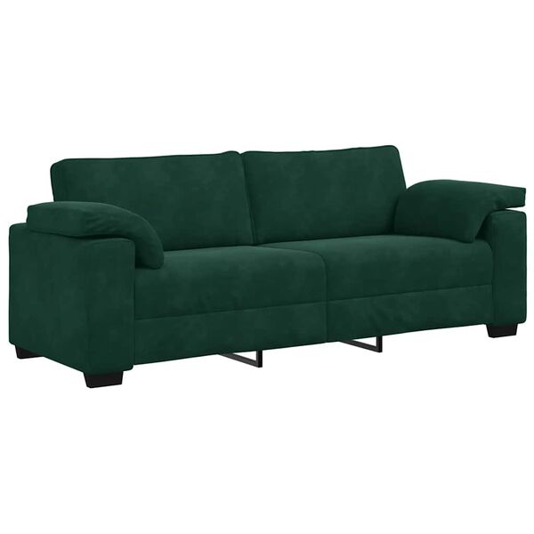 vidaXL Sofa 3-osobowa, ciemnozielona, 220x77x82 cm, aksamit