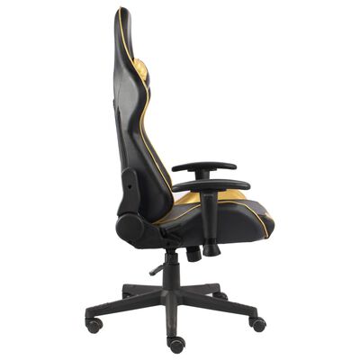 vidaXL Obrotowy fotel gamingowy, złoty, PVC