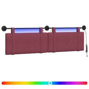 vidaXL Wezgłowie wiszące Z lampą LED Czerwone wino tkanina