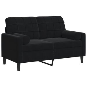 vidaXL 2-osobowa sofa z poduszkami, czarna, 120 cm, aksamit