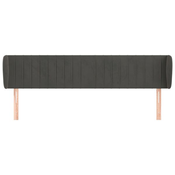 vidaXL Zagł&oacute;wek uszak, ciemnoszary, 203x23x78/88 cm, aksamitny