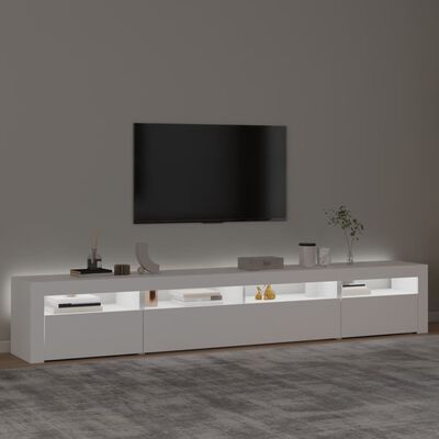 vidaXL Szafka pod TV z oświetleniem LED, biała, 240x35x40 cm