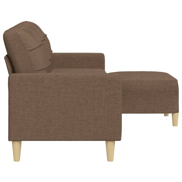 vidaXL 3-osobowa sofa z podn&oacute;żkiem, brązowa, 210 cm, tkanina