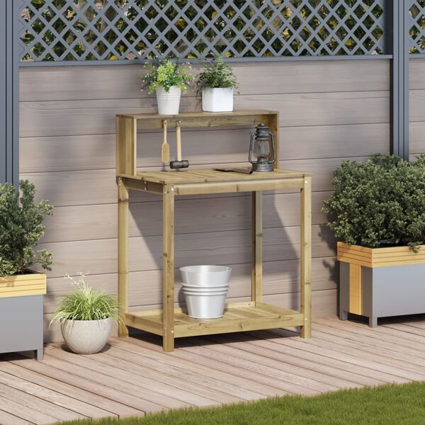 vidaXL Stolik ogrodniczy z p&oacute;łką, 82,5x50x109,5 cm, impregnowana sosna