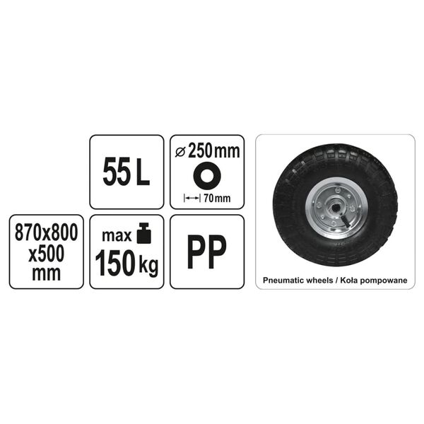 FLO W&oacute;zek ogrodowy z funkcją wywrotki, 55 L, 150 kg