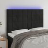 vidaXL Zagł&oacute;wek do ł&oacute;żka z LED, czarny, 144x5x118/128 cm, aksamit