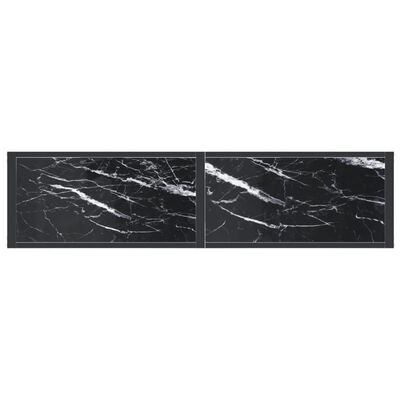 vidaXL Konsola, czarny marmur, 140x35x75,5 cm, szkło hartowane