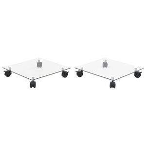 vidaXL Stojaki na kwiaty, na k&oacute;łkach, 2 szt., szkło, 35x35 cm, kwadrat