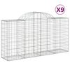 vidaXL Kosze gabionowe, 9 szt, 200x50x100/120 cm, galwanizowane żelazo