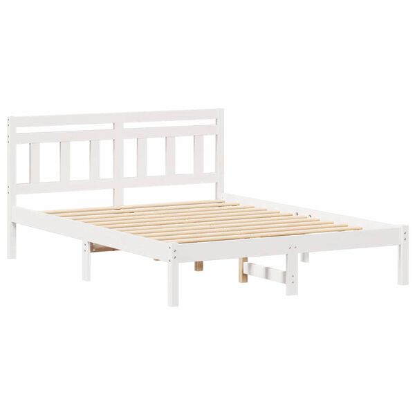 vidaXL Ramka ł&oacute;żka Biały 140 x 190 cm Lite drewno sosnowe