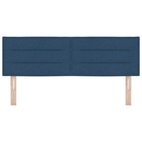 vidaXL Zagł&oacute;wek Z zagł&oacute;wkiem Niebieski 160 cm Sk&oacute;ra ekologiczna